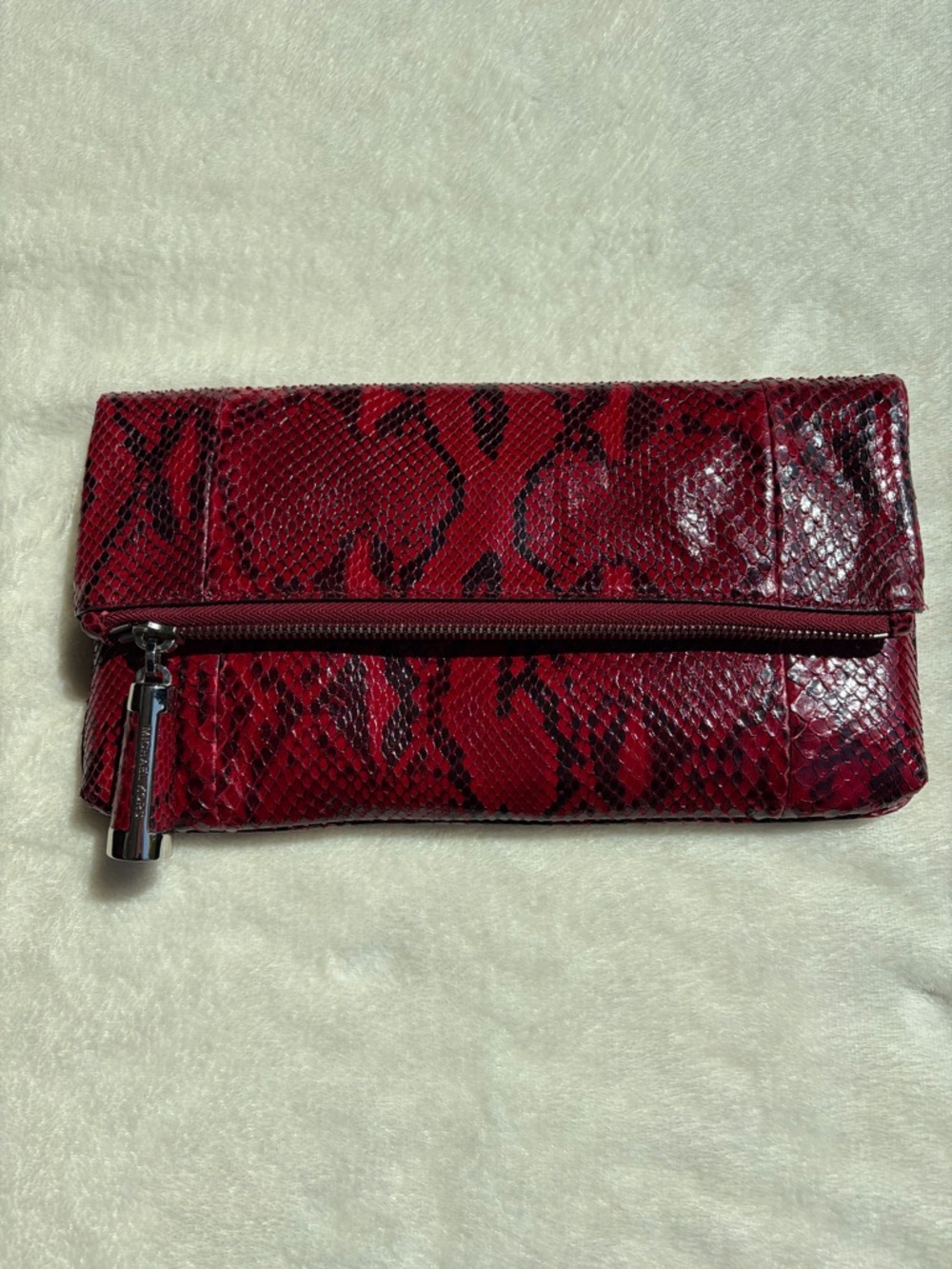 RARE Michael‎ Kors Collection Tonne Foldover Clutch Genuine Python Rouge Exotic
